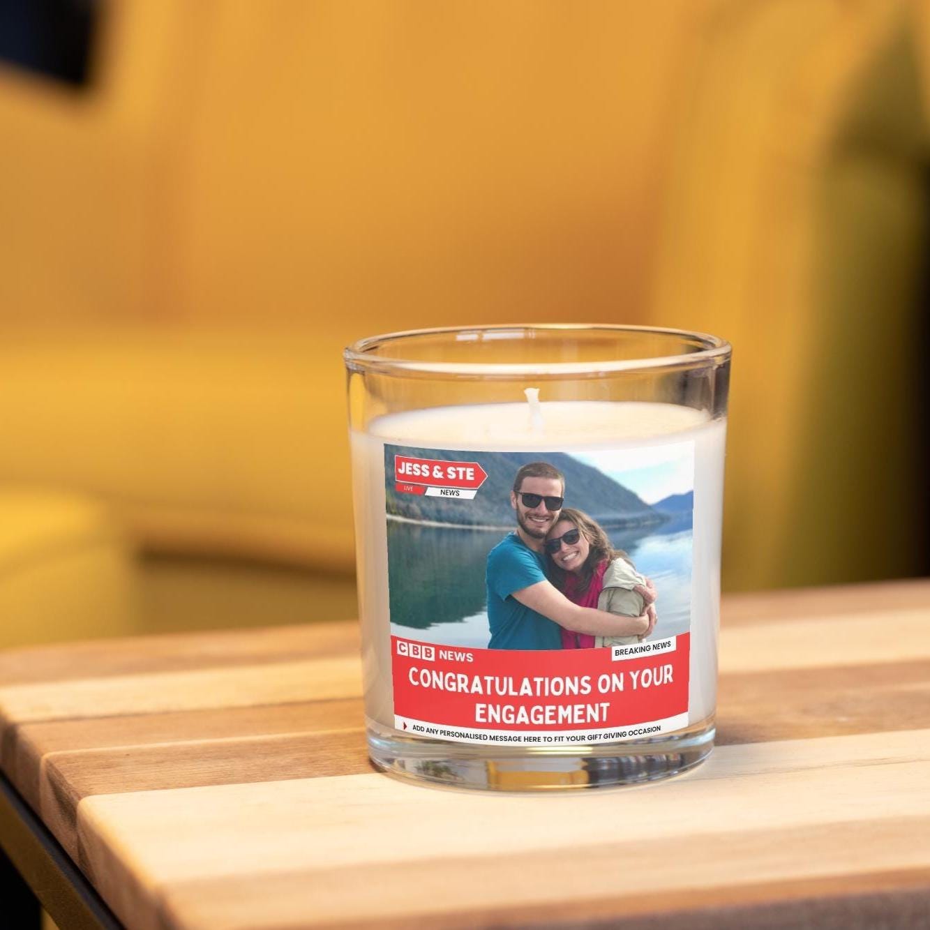 Engagement Personalised Soy Wax Candle | Engagement Photo & Message Custom Gift | Congratulations on Your Engagement Candle Gift Etsy