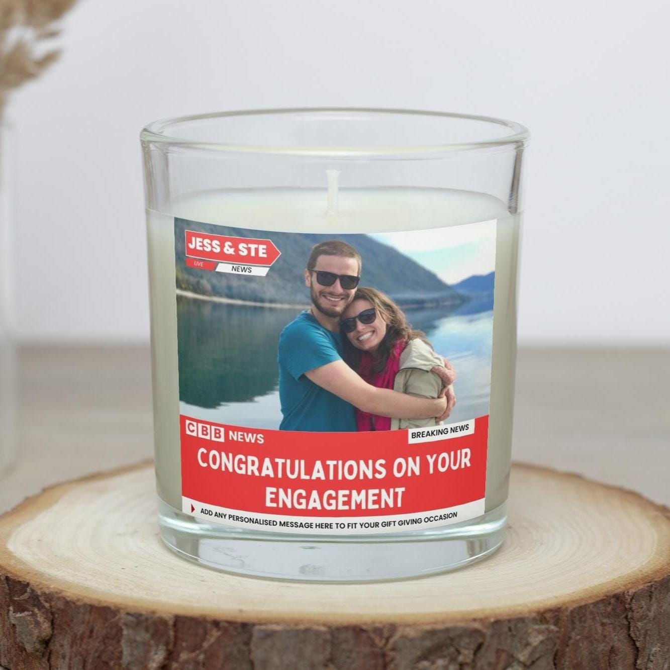 Engagement Personalised Soy Wax Candle | Engagement Photo & Message Custom Gift | Congratulations on Your Engagement Candle Gift Etsy