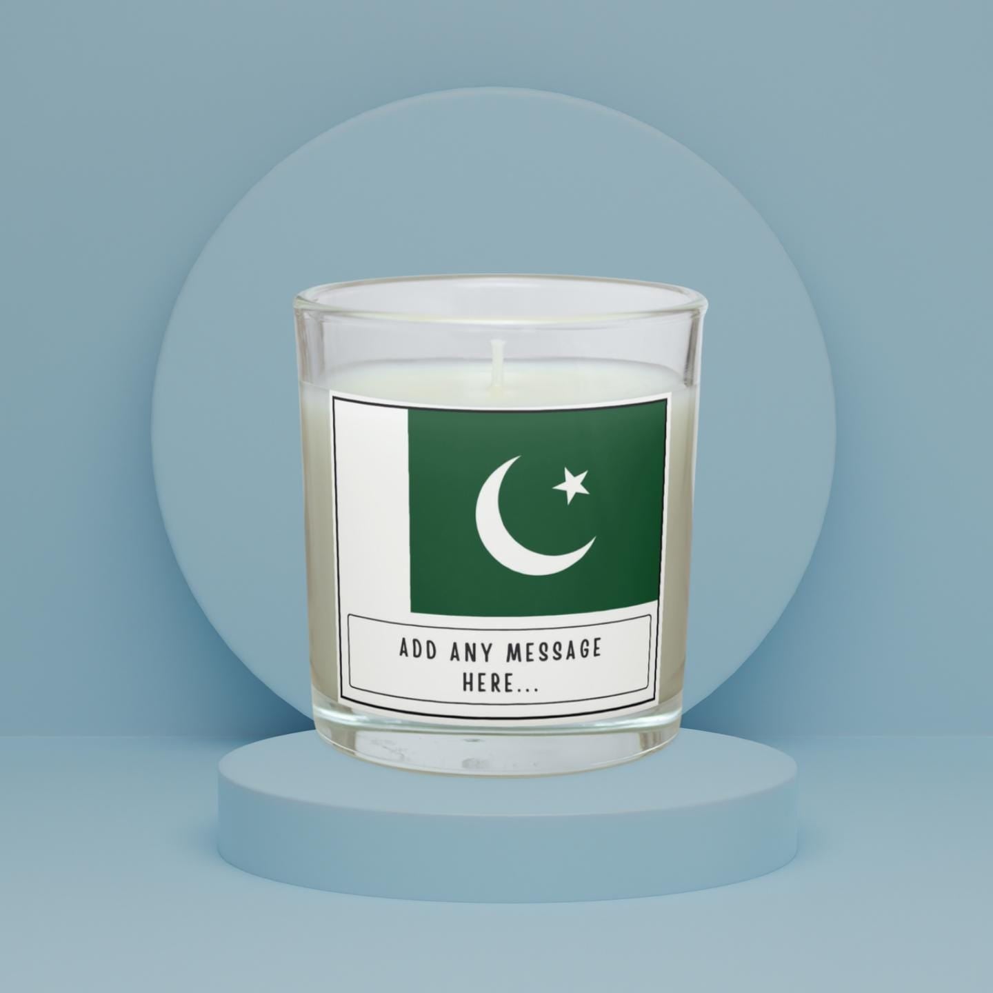 Pakistan Personalised Candle | Flag of Pakistan Gift | Eid Celebration Gift | Pakistani Family Gift | Pakistani Message Candle | Eid Candle Etsy