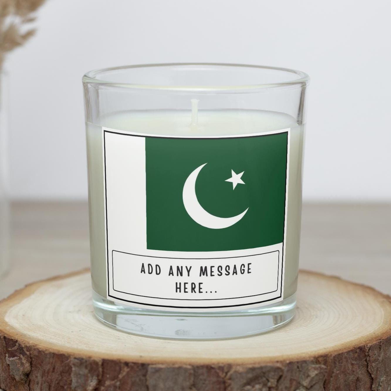 Pakistan Personalised Candle | Flag of Pakistan Gift | Eid Celebration Gift | Pakistani Family Gift | Pakistani Message Candle | Eid Candle Etsy
