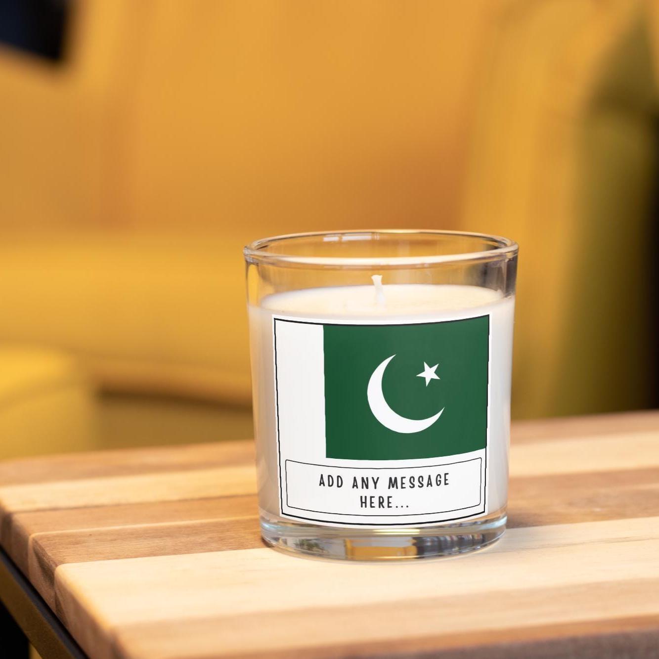 Pakistan Personalised Candle | Flag of Pakistan Gift | Eid Celebration Gift | Pakistani Family Gift | Pakistani Message Candle | Eid Candle Etsy
