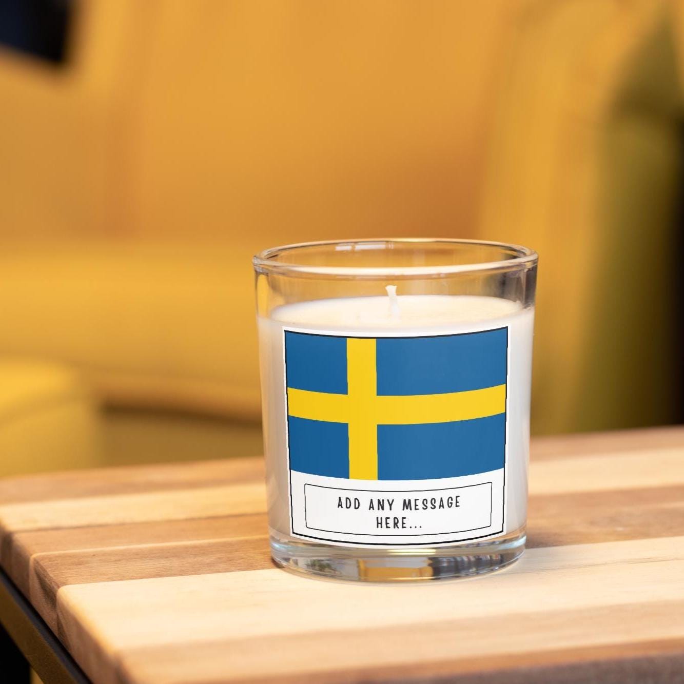 Sweden Personalised Candle | Flag of Sweden | Scandinavian Gift | Sweden Message Gift | Missing Sweden | Swedish Birthday | Sweden Message Etsy