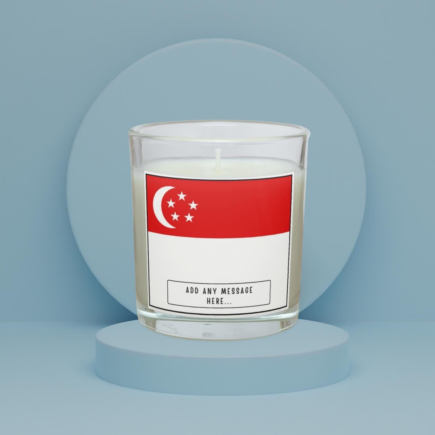 Singapore Personalised Candle | Flag of Singapore | Gift for Singaporean Friend | Singapore Home Décor | Hari Merdeka | Custom Message Gifts Etsy