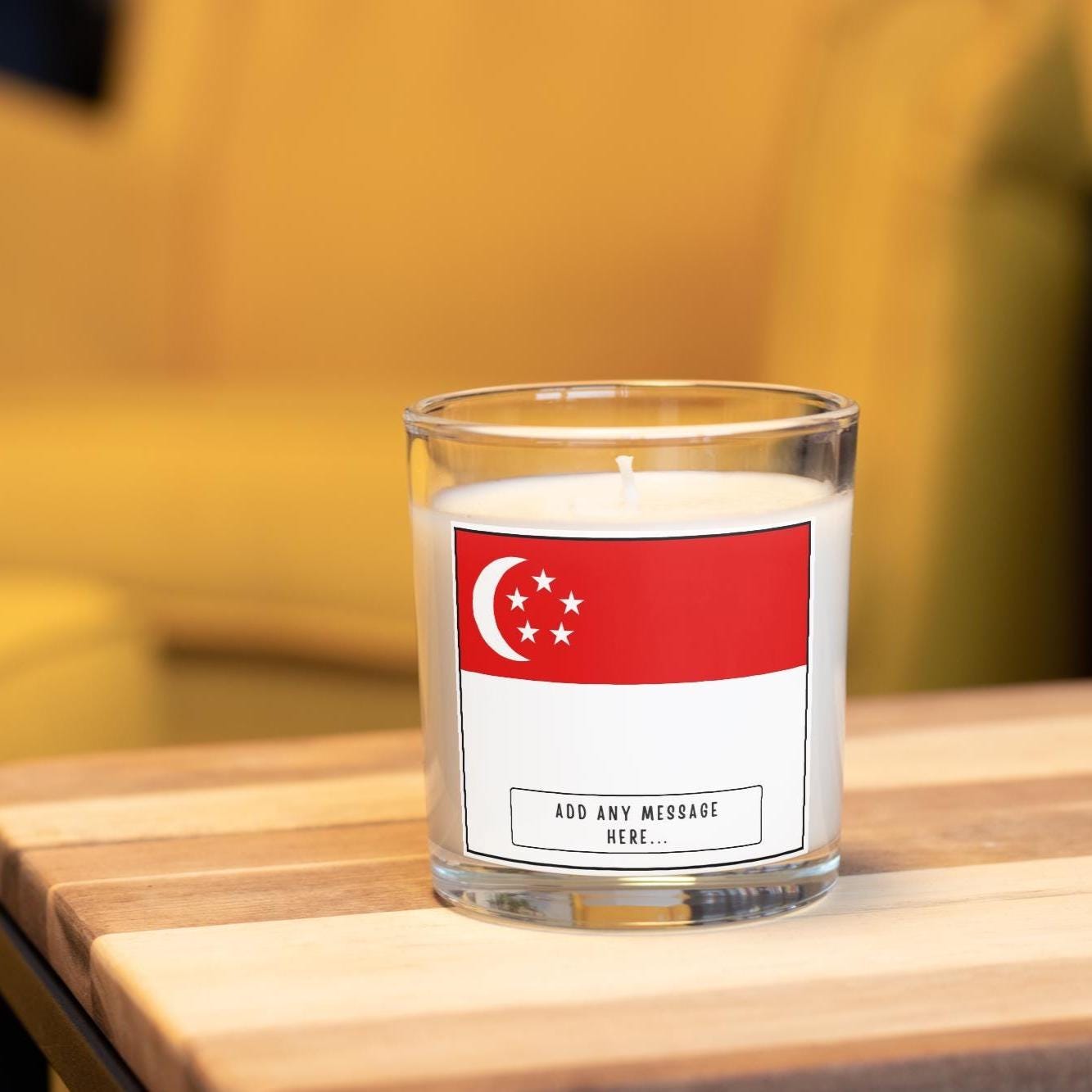 Singapore Personalised Candle | Flag of Singapore | Gift for Singaporean Friend | Singapore Home Décor | Hari Merdeka | Custom Message Gifts Etsy
