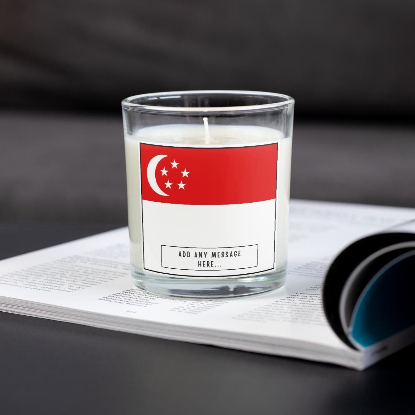 Singapore Personalised Candle | Flag of Singapore | Gift for Singaporean Friend | Singapore Home Décor | Hari Merdeka | Custom Message Gifts Etsy
