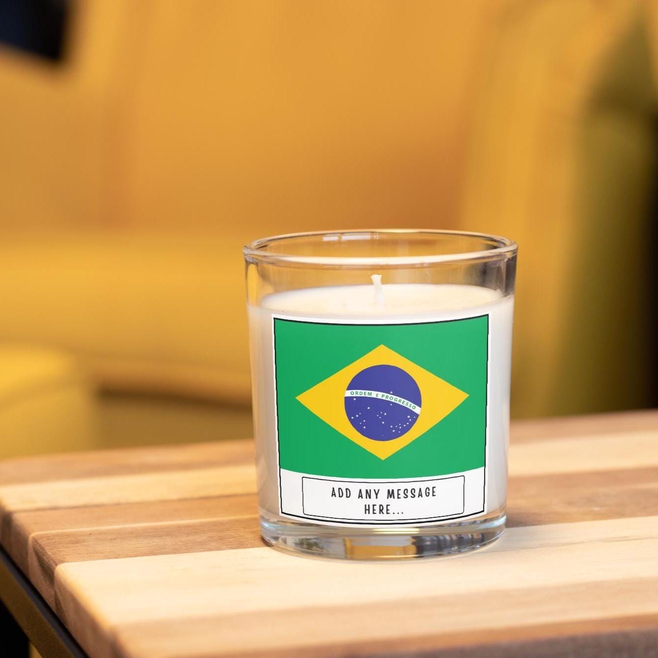 Brazil Personalised Candle | Flag of Brazil | Brazilian Flag Message | Custom Brazil Message Gift | Brazil Home Décor | Gift for Brazilian Etsy