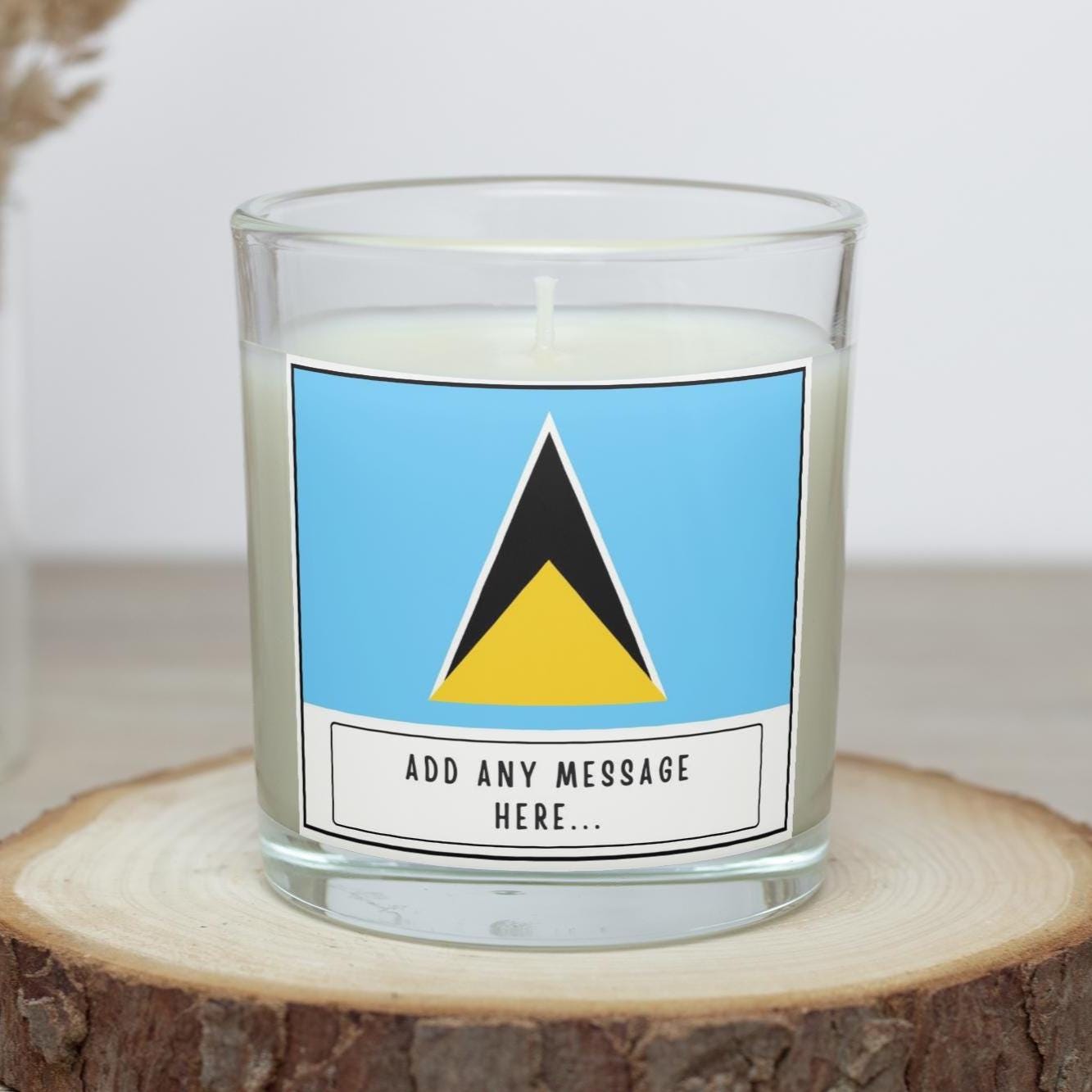 Saint Lucia Personalised Candle | Flag of Saint Lucia | Saint Lucian Flag Message Gift | Custom Message St Lucia Gift | Saint Lucian Candle Etsy