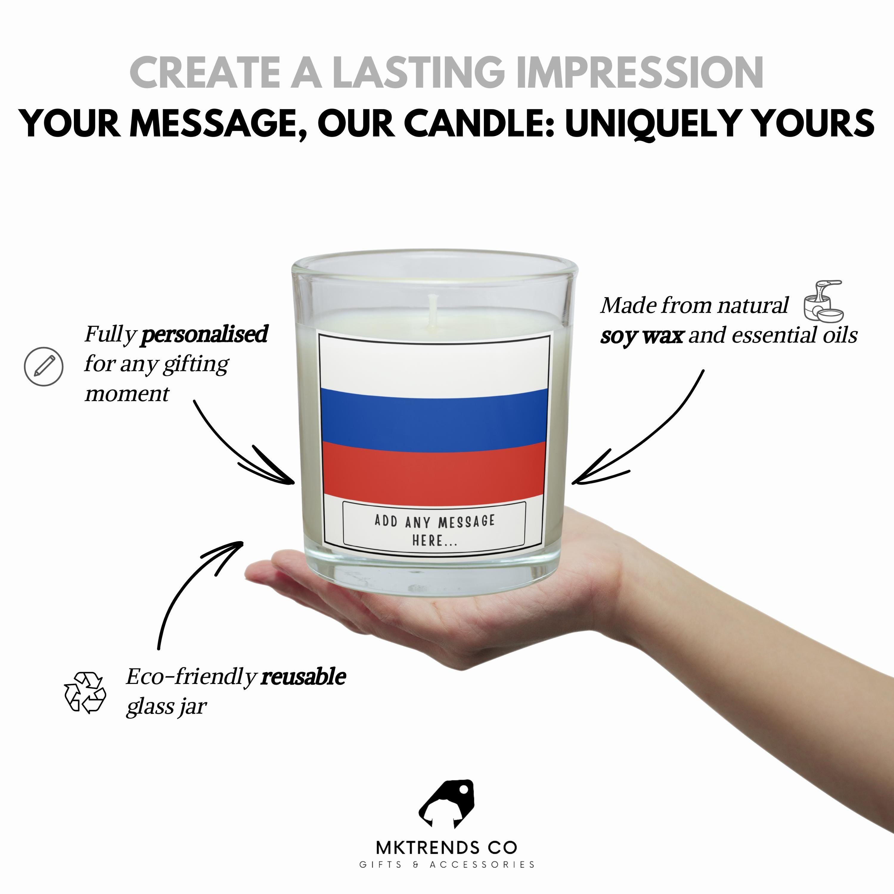 Russia Personalised Candle | Flag of Russia | Russian Flag | Gift for Russian | Custom Russia Message Gift | Russian Home Décor Candle Gift Etsy