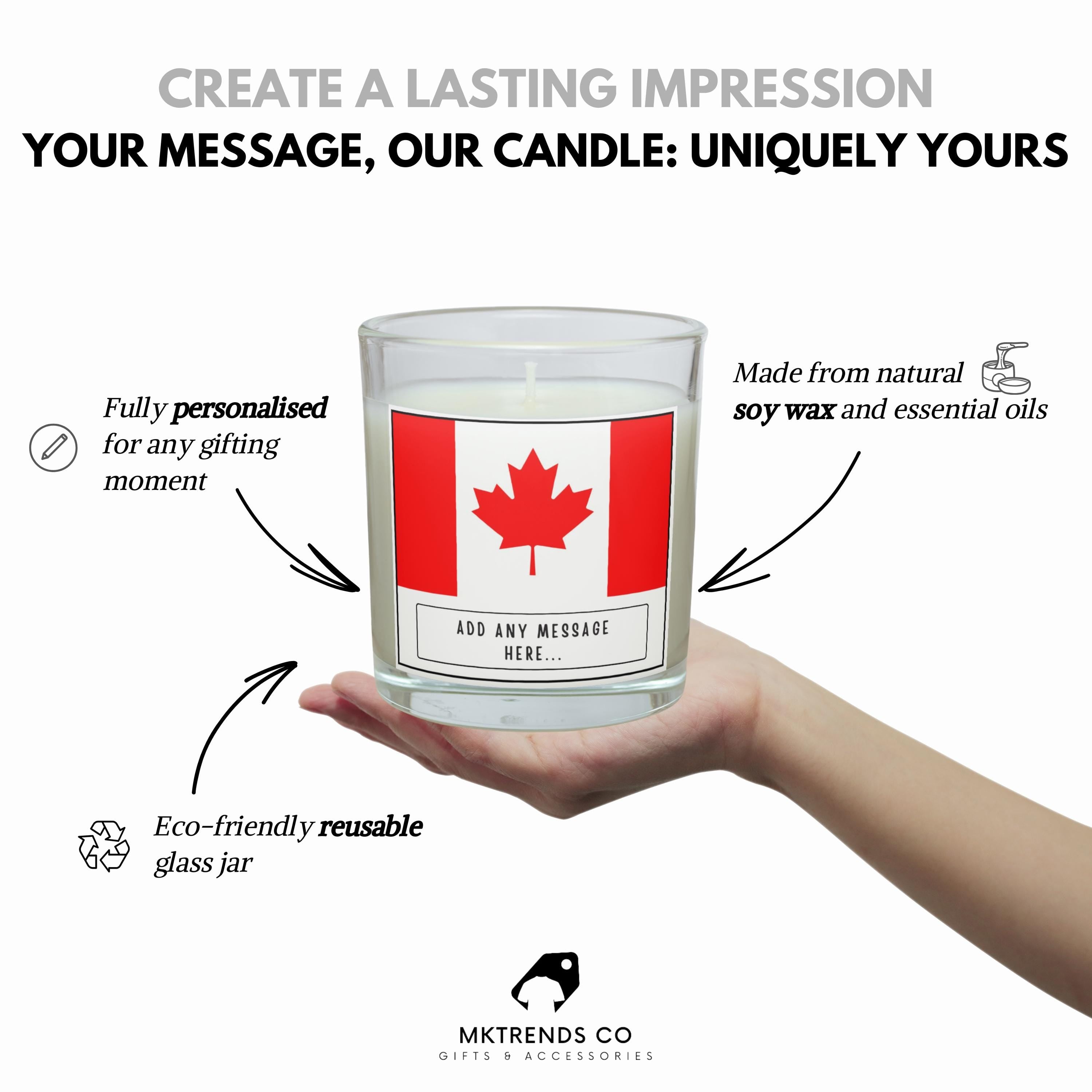 Canada Personalised Candle | Flag of Canada | Canadian Flag Gift | Custom Canadian Gift | Canada Expat | Canada Travel Gift | Canada Friend Etsy