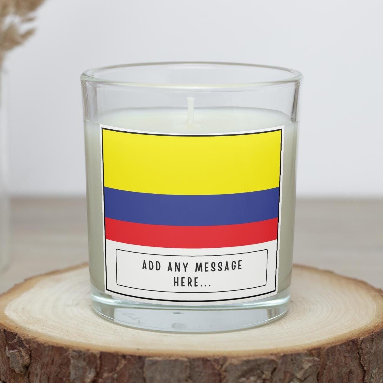 Colombia Personalised Candle | Flag of Colombia | Colombian Flag | Gift for Colombian | Custom Colombian Message Gift | Colombia Home Décor Etsy