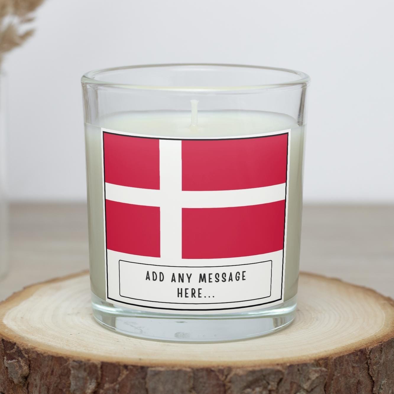 Denmark Personalised Candle | Flag of Denmark | Danish Flag Gift | Custom Message Danish Gift | Danish Home Décor | Danish Friend | Family Etsy
