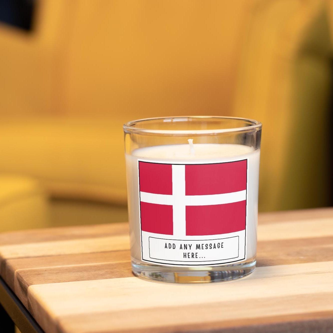 Denmark Personalised Candle | Flag of Denmark | Danish Flag Gift | Custom Message Danish Gift | Danish Home Décor | Danish Friend | Family Etsy