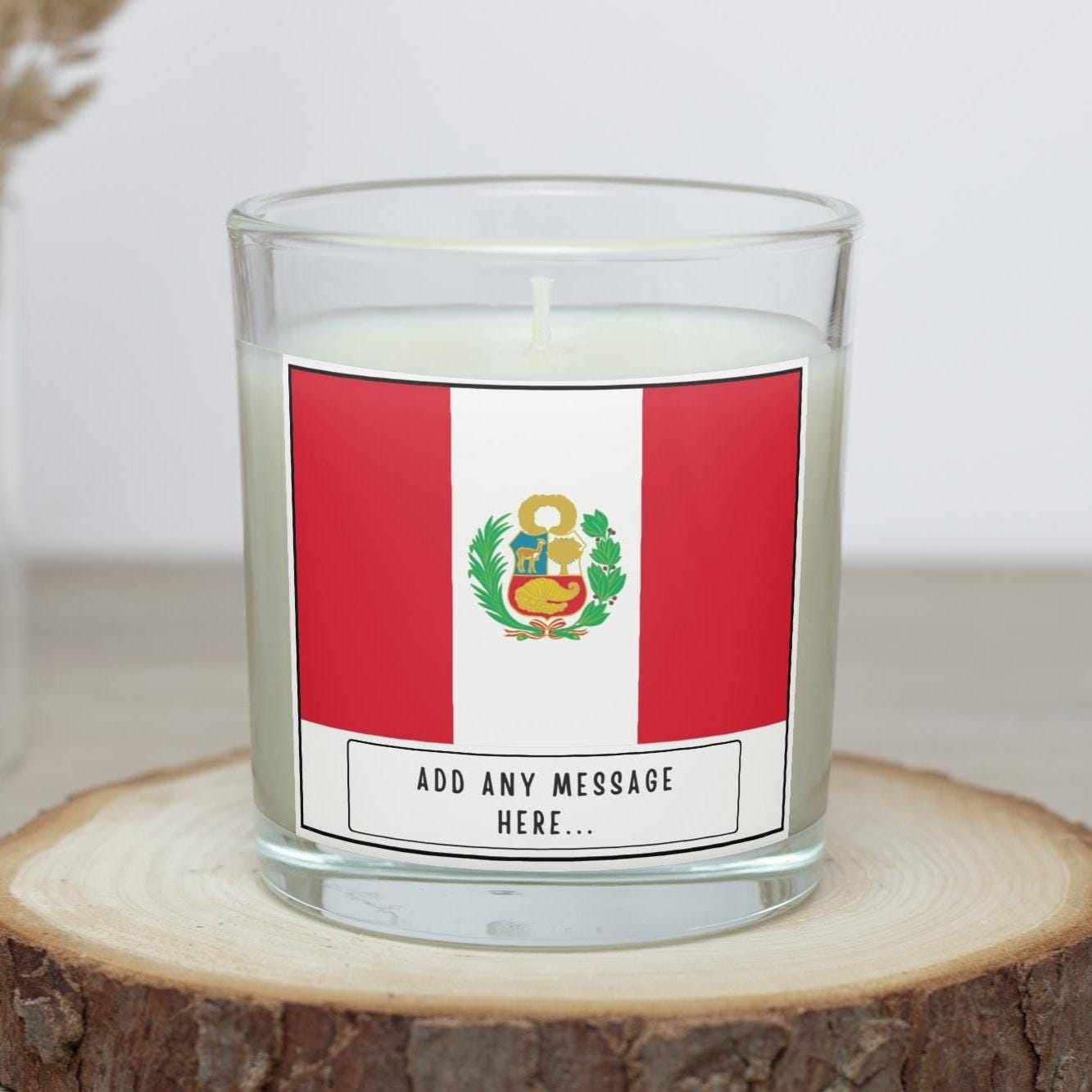 Peru Personalised Candle | Flag of Peru | Peruvian Flag | Custom Message Peru | Gift for Peruvian | Custom Message Peru | Peru Home Decor Etsy