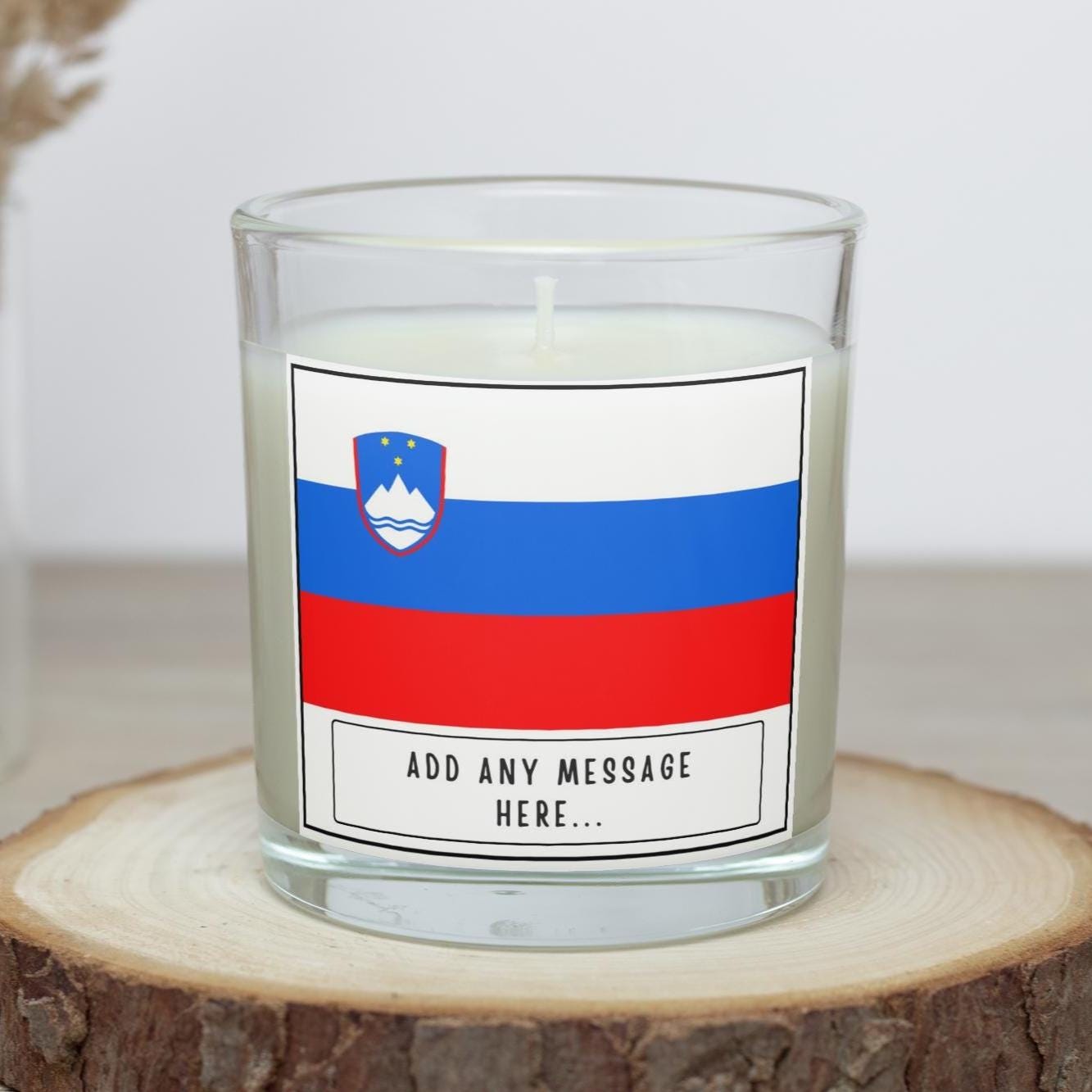 Slovenia Personalised Candle | Flag of Slovenia | Slovenian Flag | Custom Slovenian Message Gift | Slovenian Home Decor | Slovenia Culture Etsy