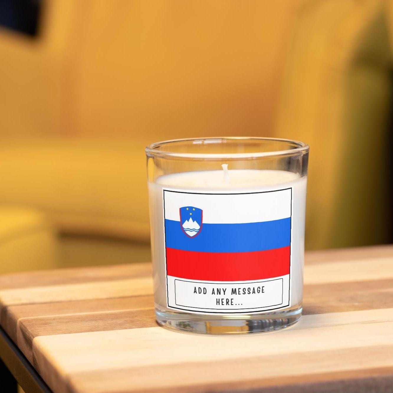 Slovenia Personalised Candle | Flag of Slovenia | Slovenian Flag | Custom Slovenian Message Gift | Slovenian Home Decor | Slovenia Culture Etsy