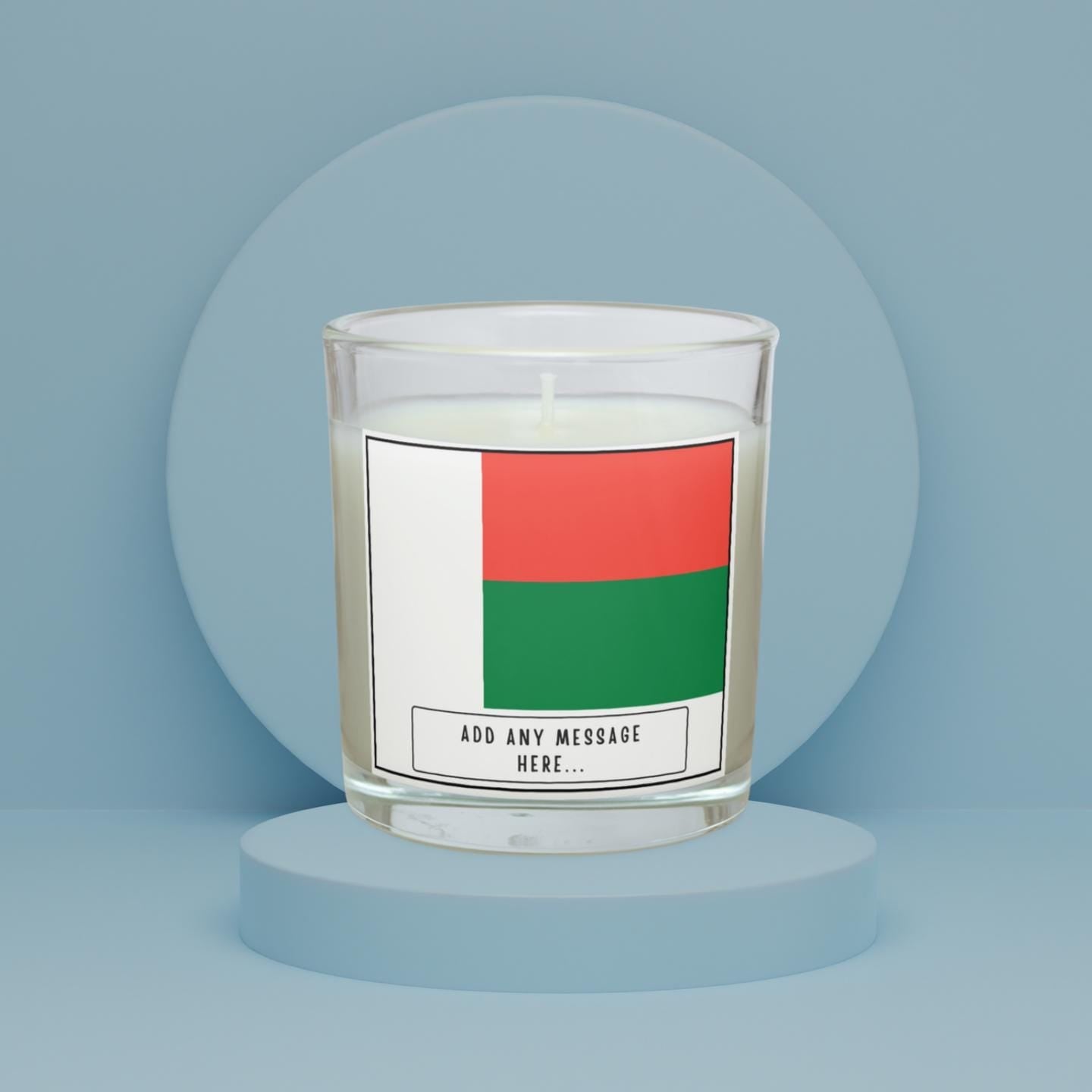 Madagascar Personalised Candle | Flag of Madagascar | Malagasy Flag Candle | Custom Malagasy Message | Gift for Malagasy | Madagascar Decor Etsy