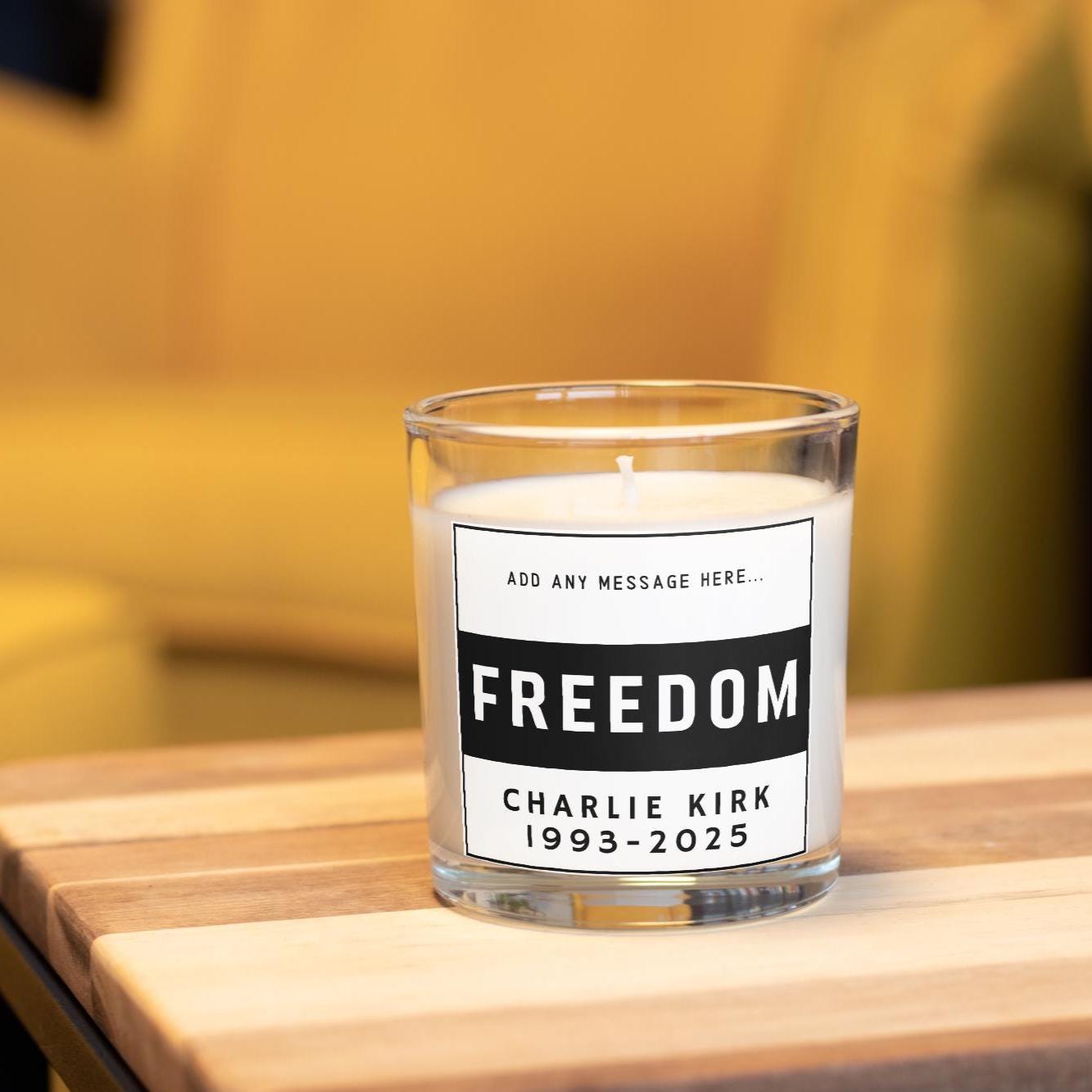 Charlie Kirk Freedom Personalised Candle | In memory of Charlie Kirk | Charlie Kirk Message Soy Wax Candle Gift | Remembering Charlie Kirk Etsy