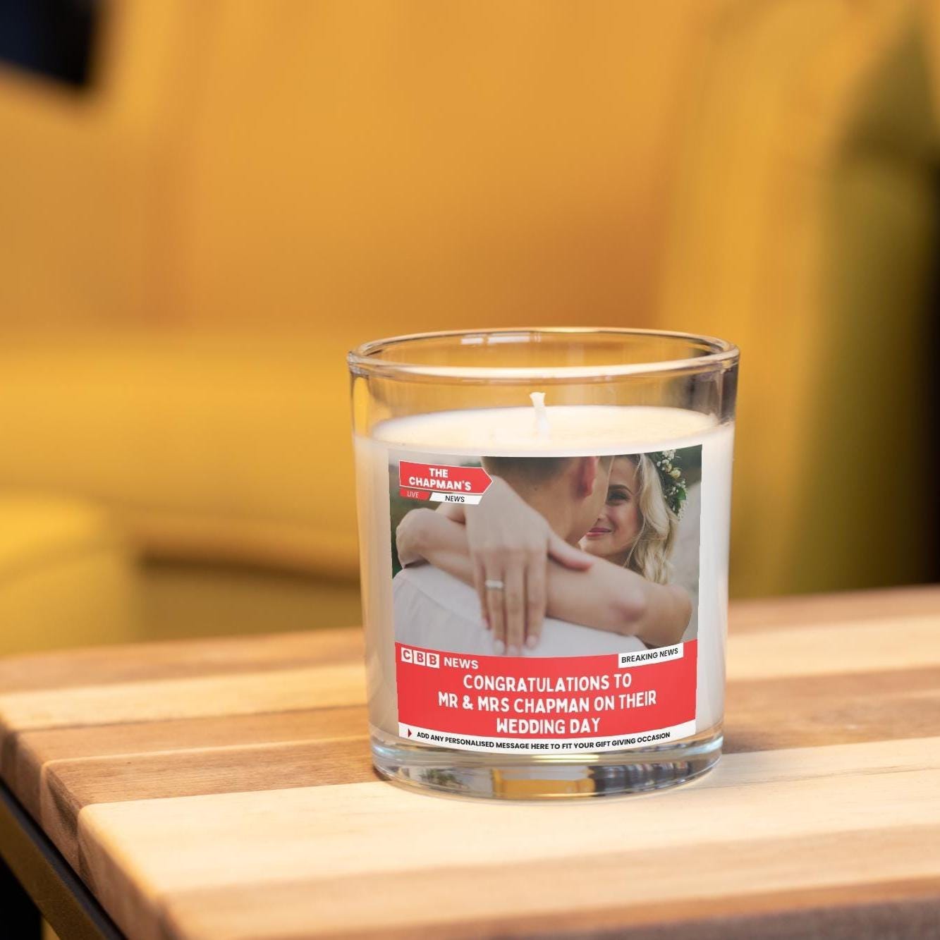 Congratulation on your Wedding Day Candle: Funny Custom Photo Message Soy Wax Candle Etsy