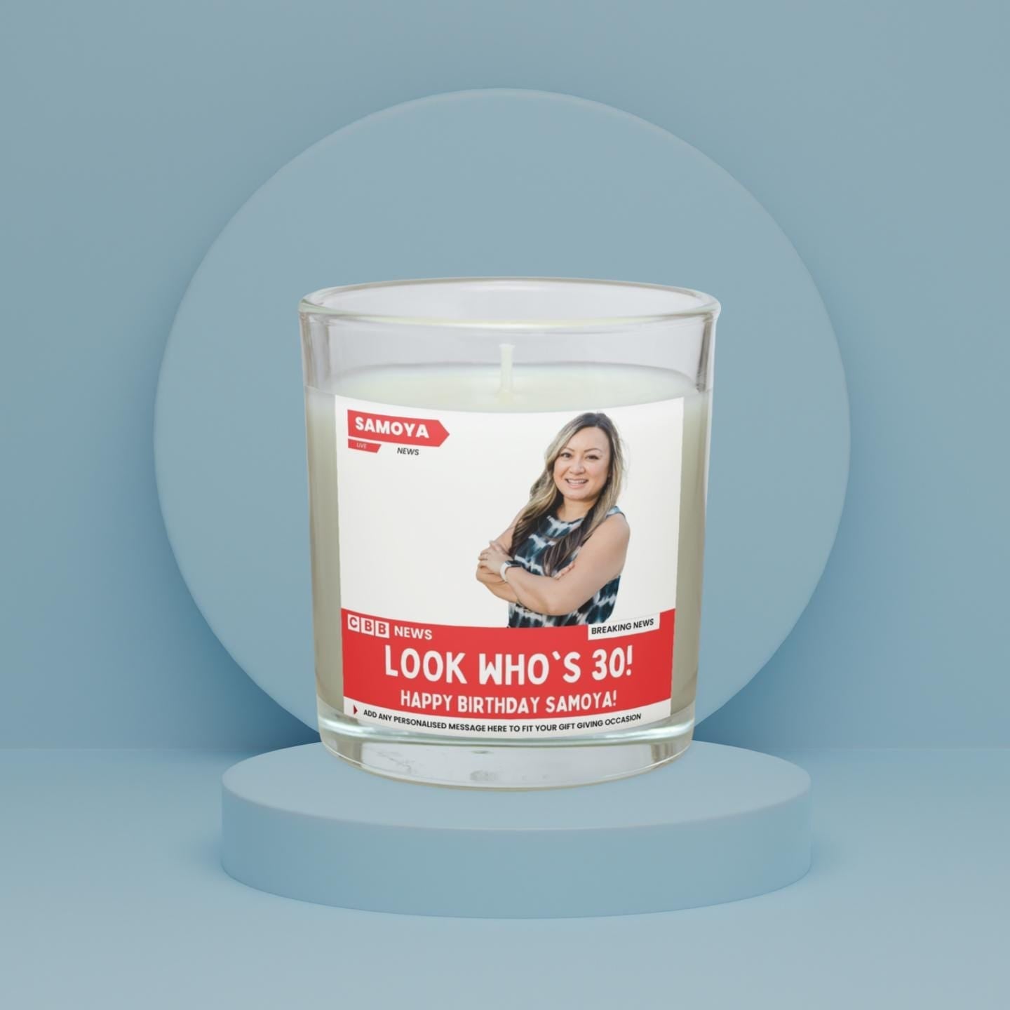 Happy 30th Birthday Personalised Soy Wax Candle | Funny News Style Photo & Message Gift | Novelty 30th Birthday Gift Etsy