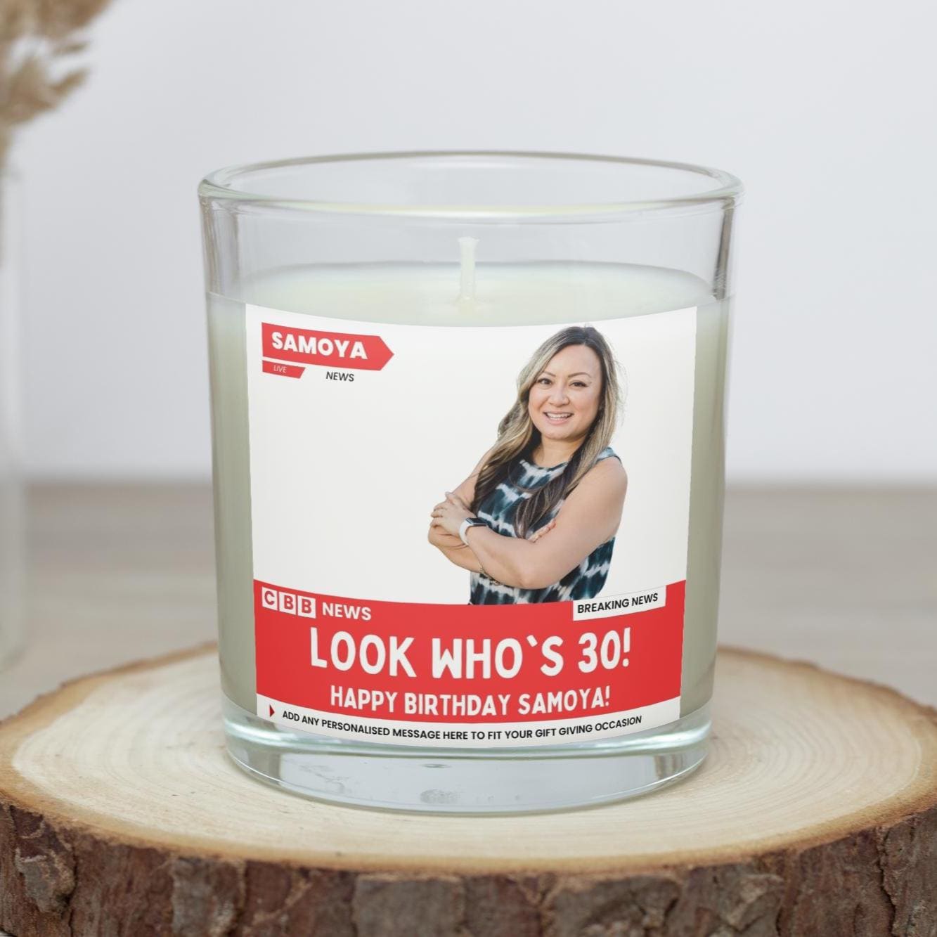 Happy 30th Birthday Personalised Soy Wax Candle | Funny News Style Photo & Message Gift | Novelty 30th Birthday Gift Etsy
