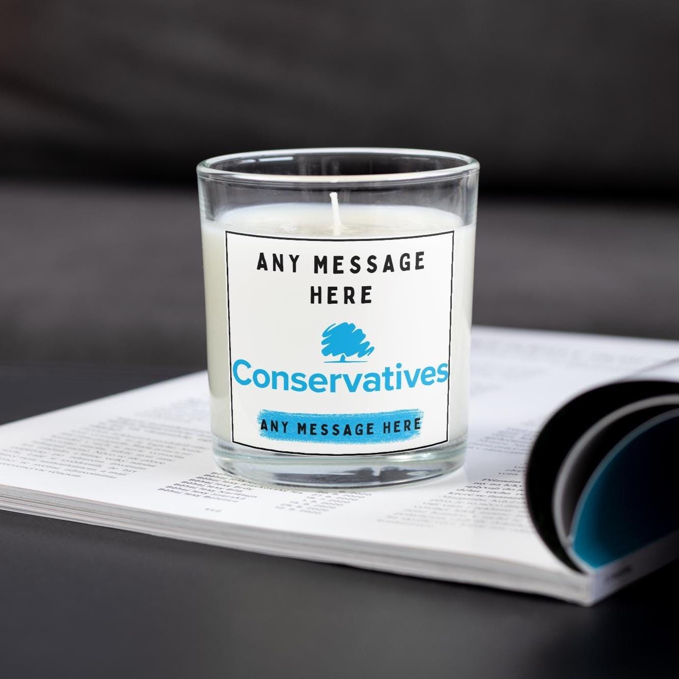 Conservatives Party Personalised Candle: Custom Message Tory Gift | The Conservative Party Message Soy Wax Candle Gift Etsy