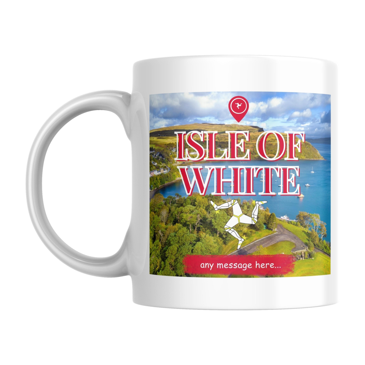 Personalised Isle of Wight Mug — original left-handle view on a pure white background
