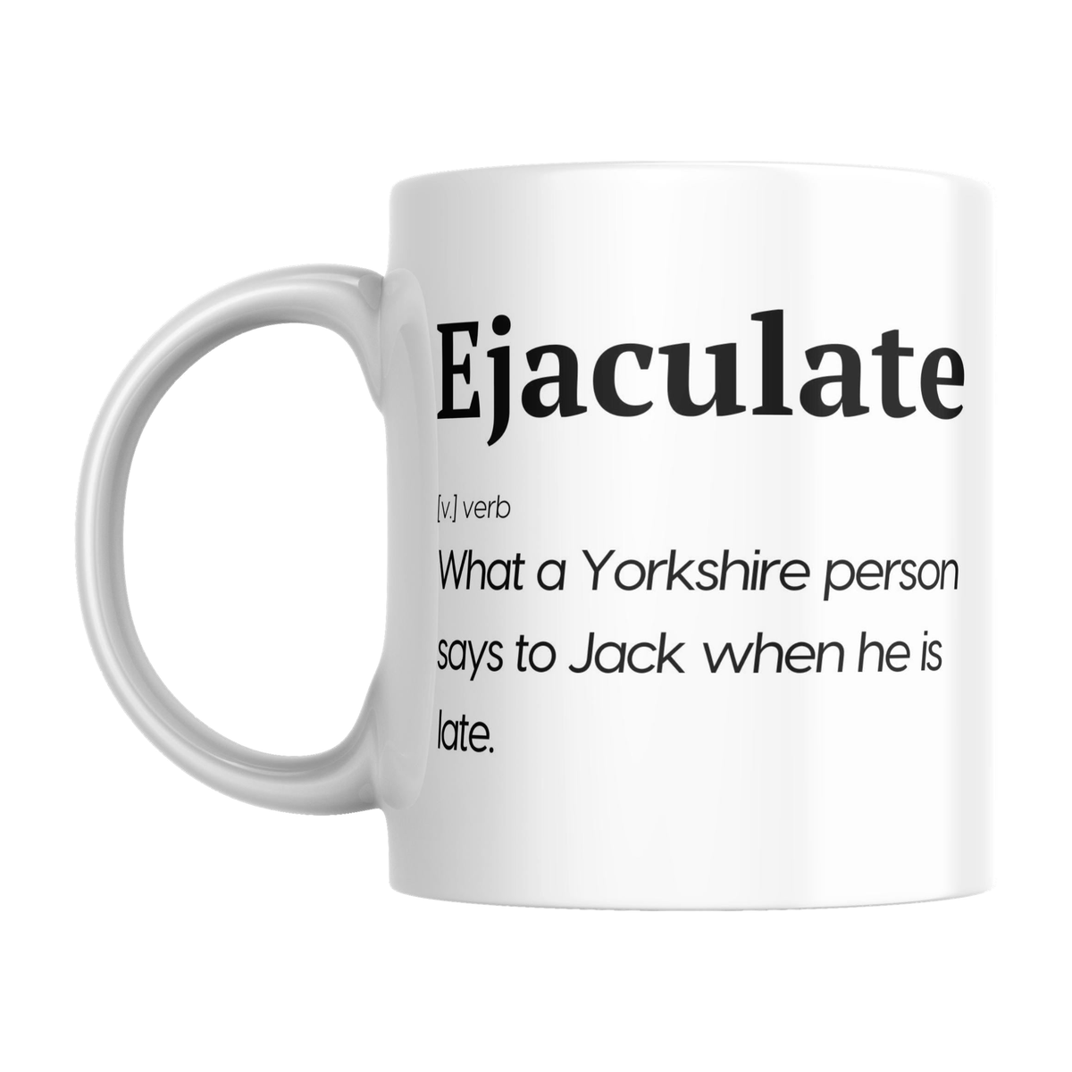 Personalised Funny Yorkshire Mug — original left-handle view on a pure white background