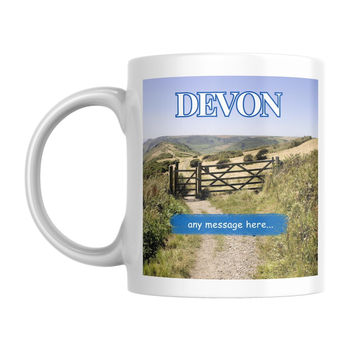 Personalised Devon Mug — original left-handle view on a pure white background