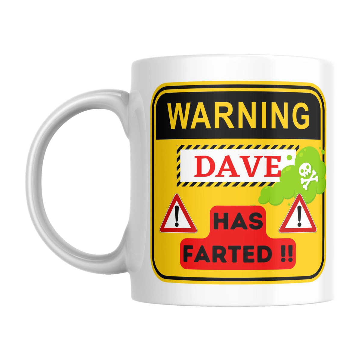 Personalised Novelty Mug — original left-handle view on a pure white background