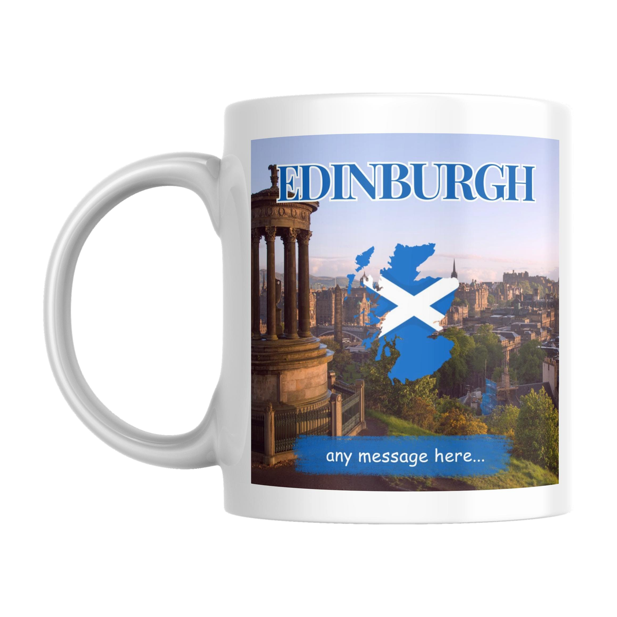 Personalised Edinburgh Mug — original left-handle view on a pure white background