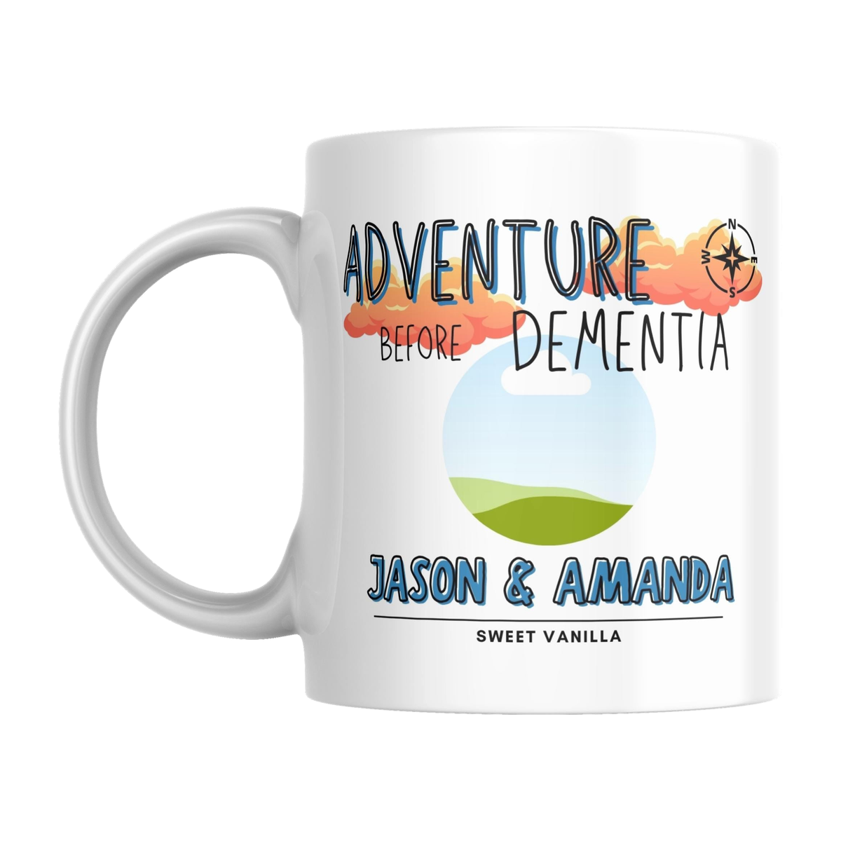 Personalised Motorhome Mug — original left-handle view on a pure white background