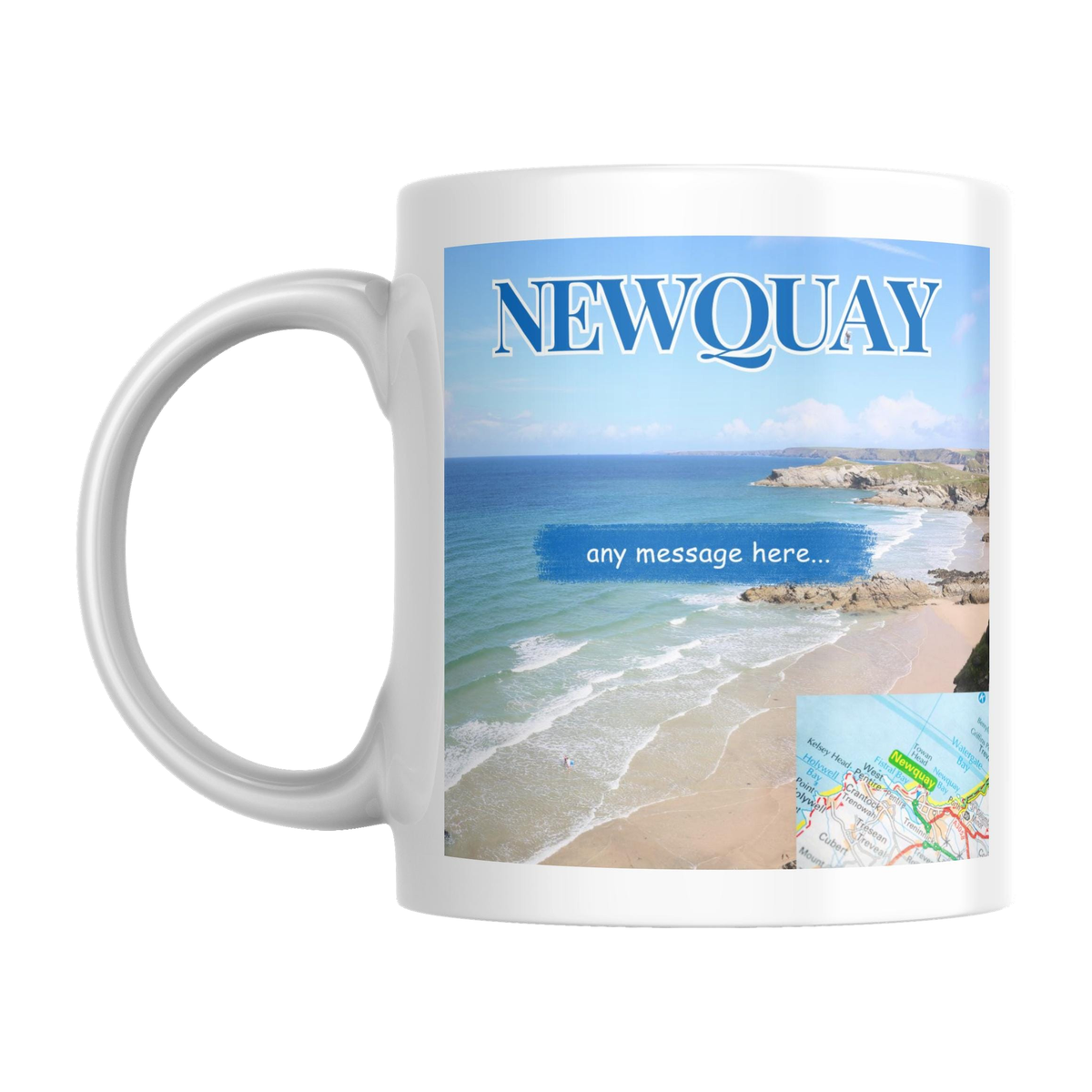 Personalised Newquay Mug — original left-handle view on a pure white background