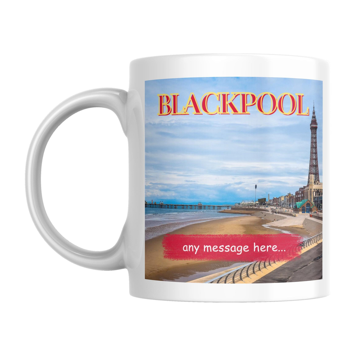 Personalised Blackpool Mug — original left-handle view on a pure white background