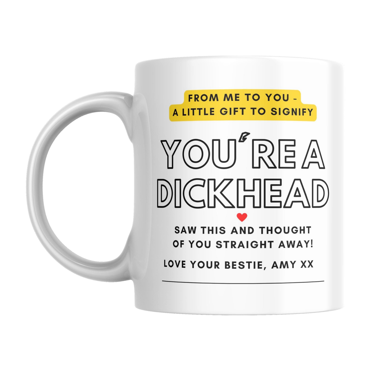 Personalised Rude Mug — original left-handle view on a pure white background