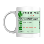 Prescription Tea & Coffee Personalised Mug — original left-handle view on a pure white background