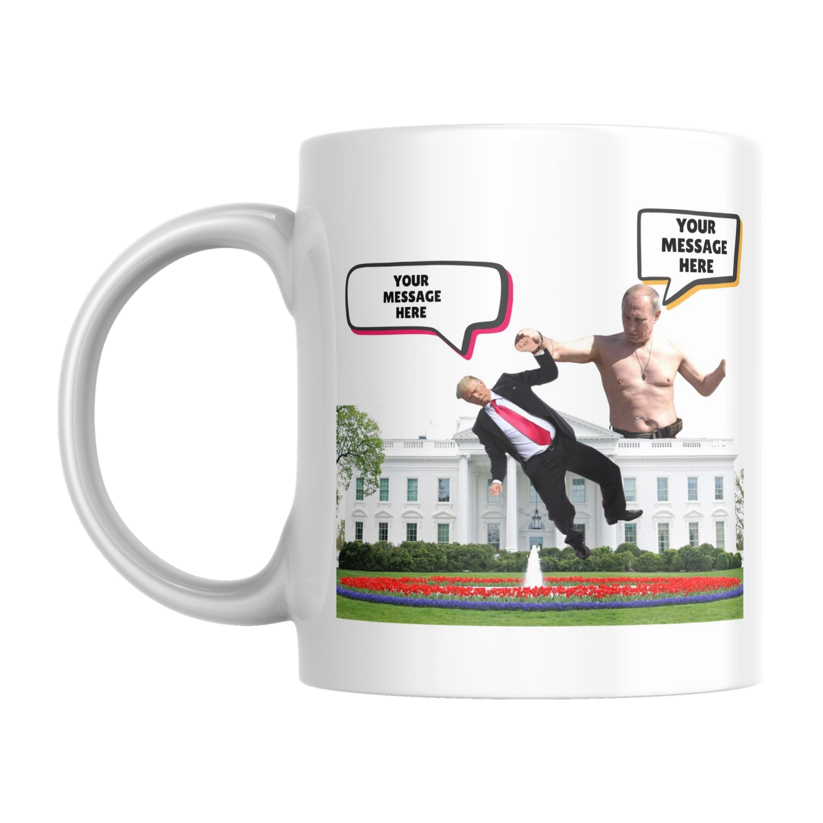 Personalised Political Mug — original left-handle view on a pure white background