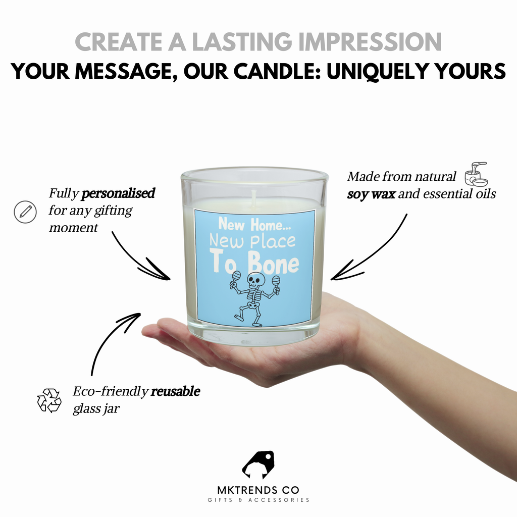 Funny New Home Candle – New Place To Bone Skeleton Gift
