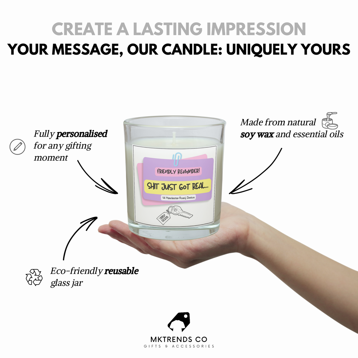 Rude New Home Candle – Personalised Shit Just Got Real Gift