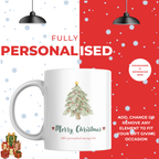 Watercolour Christmas Tree and Bows Mug – Personalised Gift