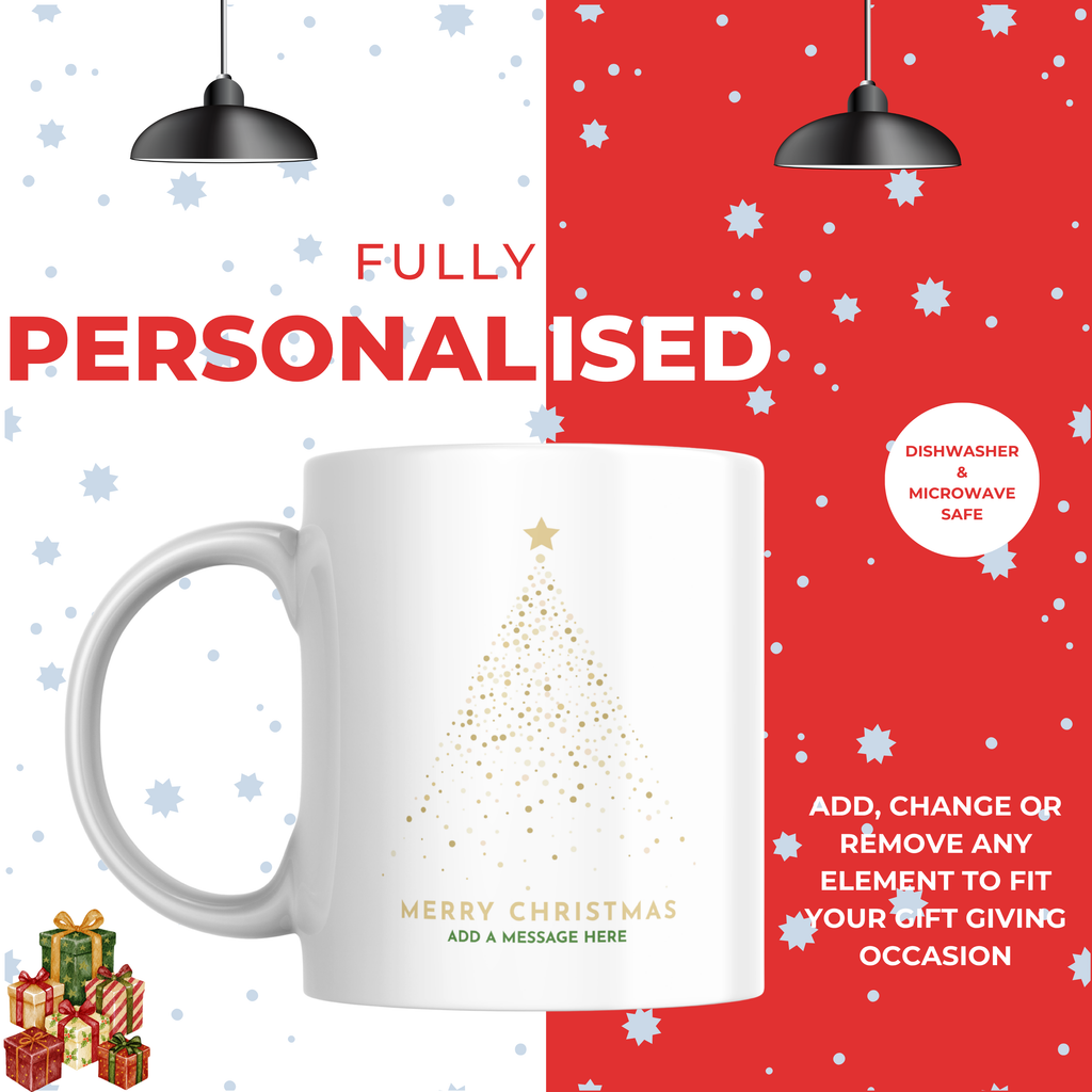 Gold Star Christmas Tree Mug – Personalised Gift