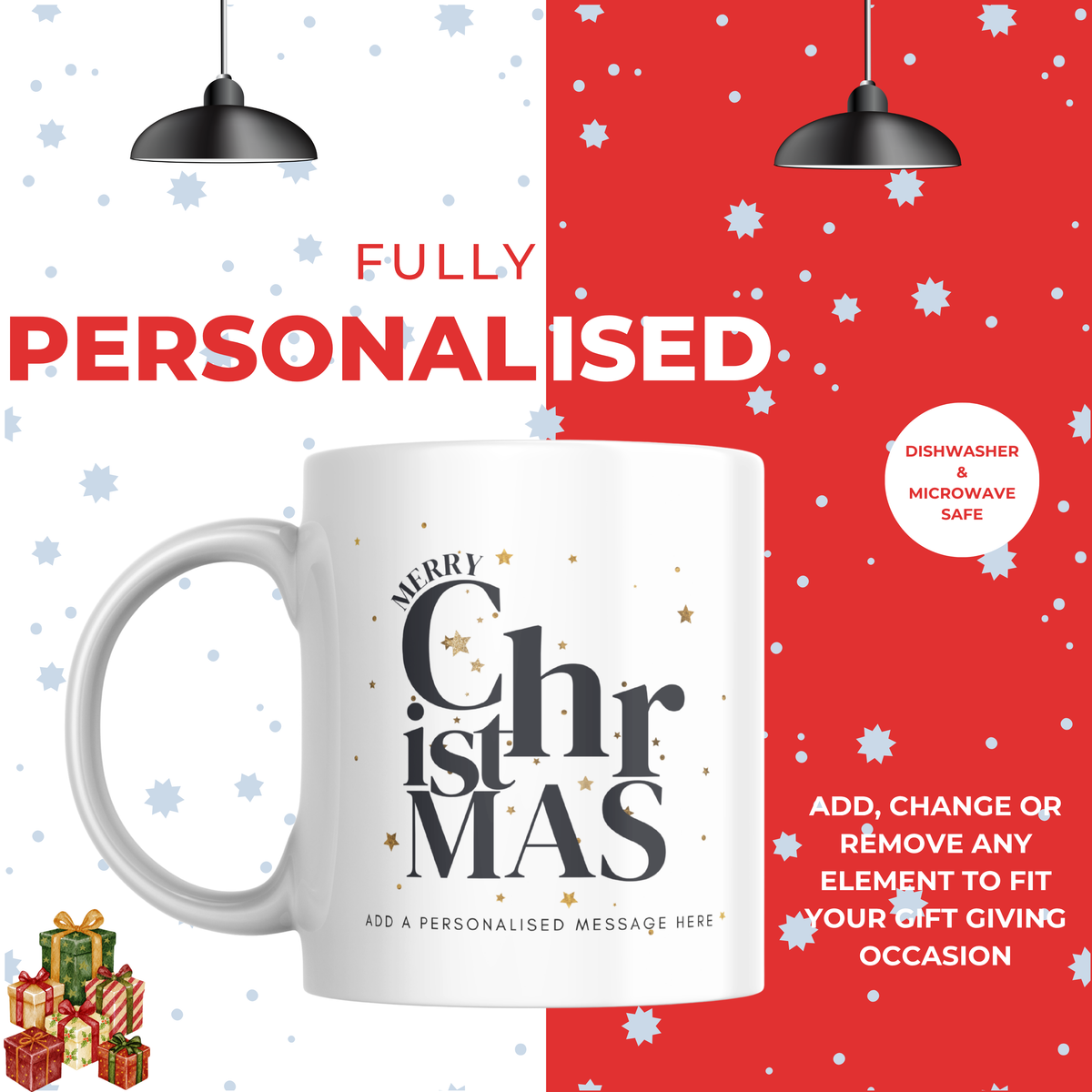 Moon and Stars Christmas Lettering Mug – Personalised Gift