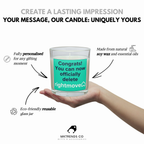 Personalised new home candle product details and reusable glass jar