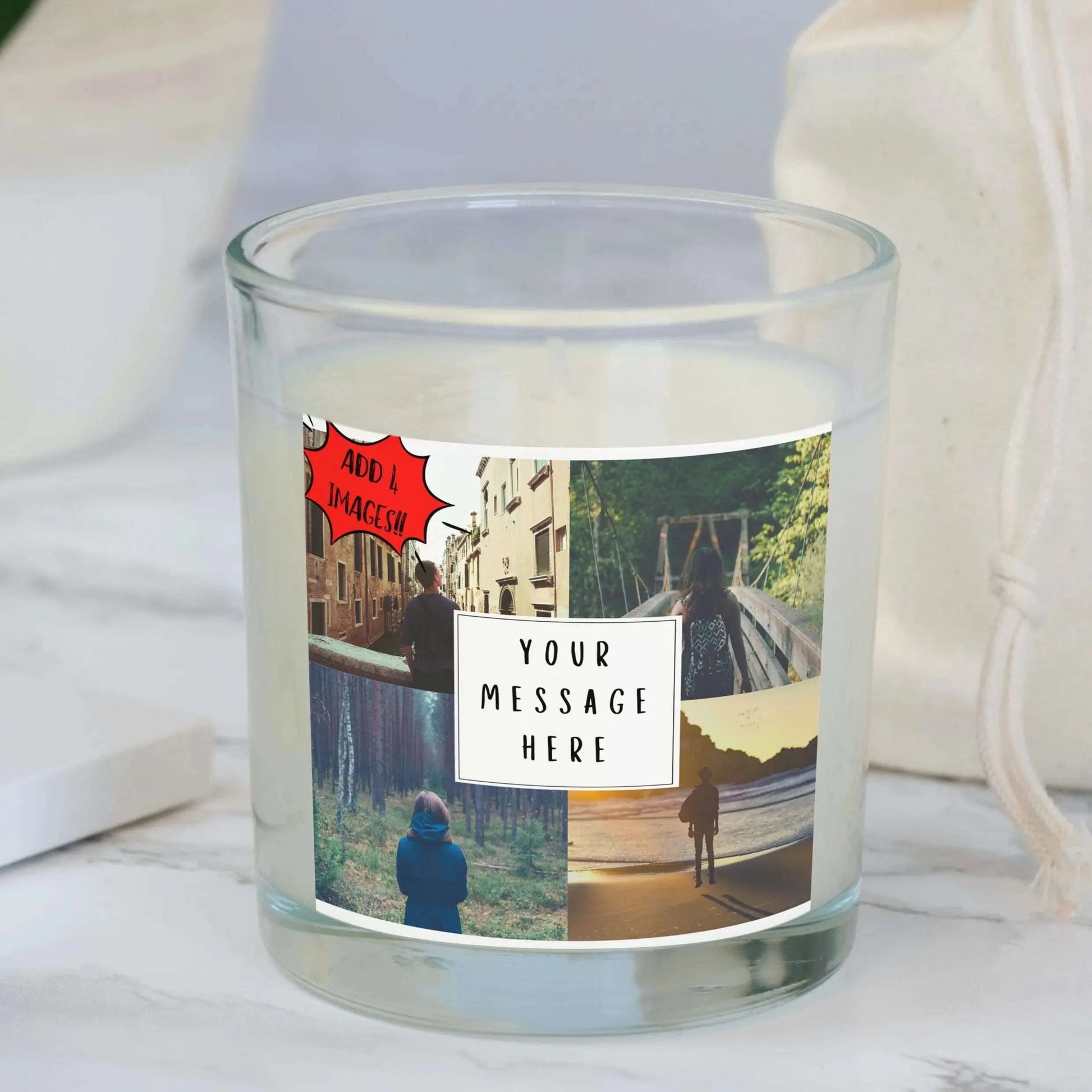 4 Photo Any Message Personalised Candle | Photo Gift MKTrends Co