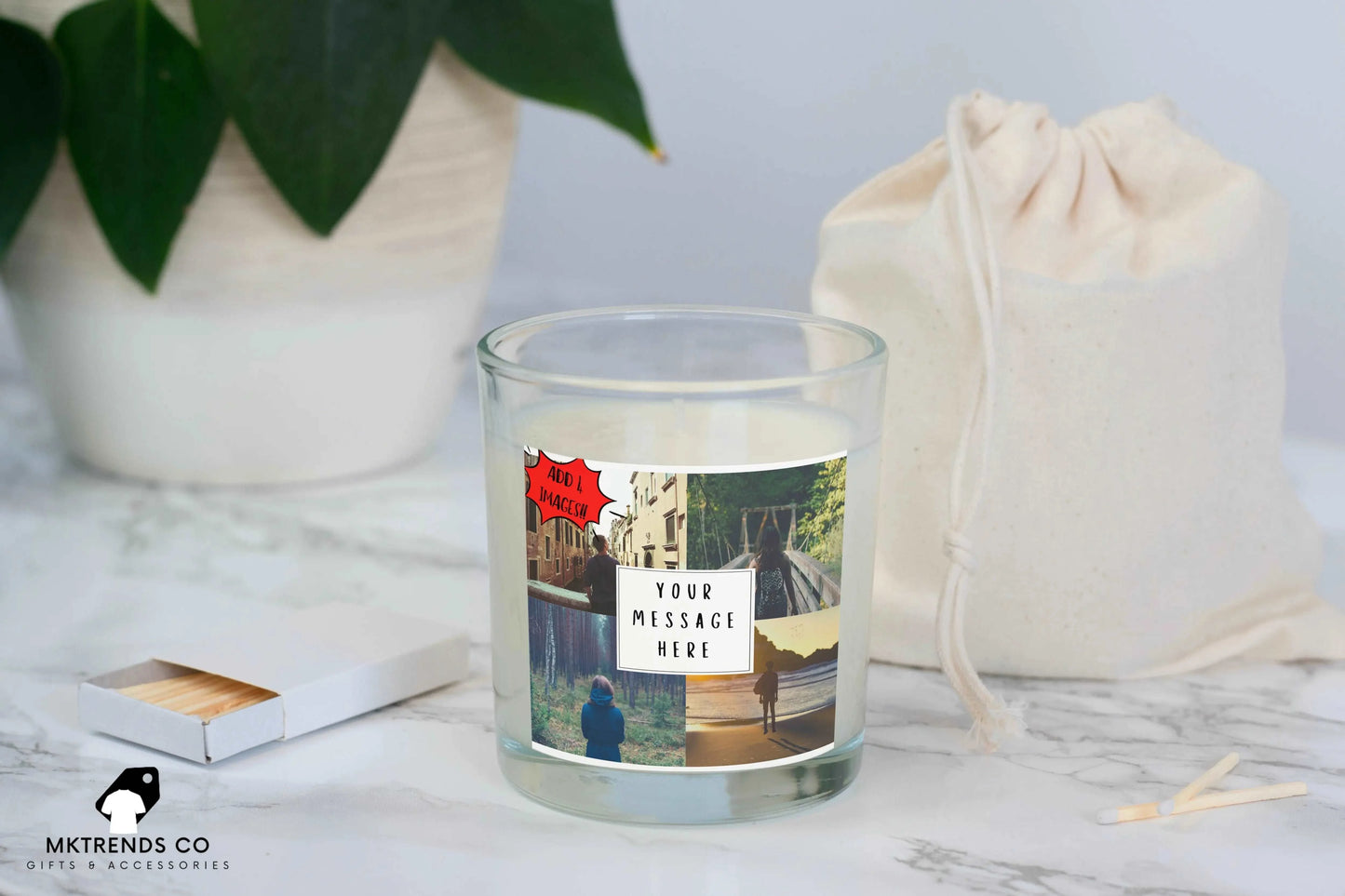 4 Photo Any Message Personalised Candle | Photo Gift MKTrends Co