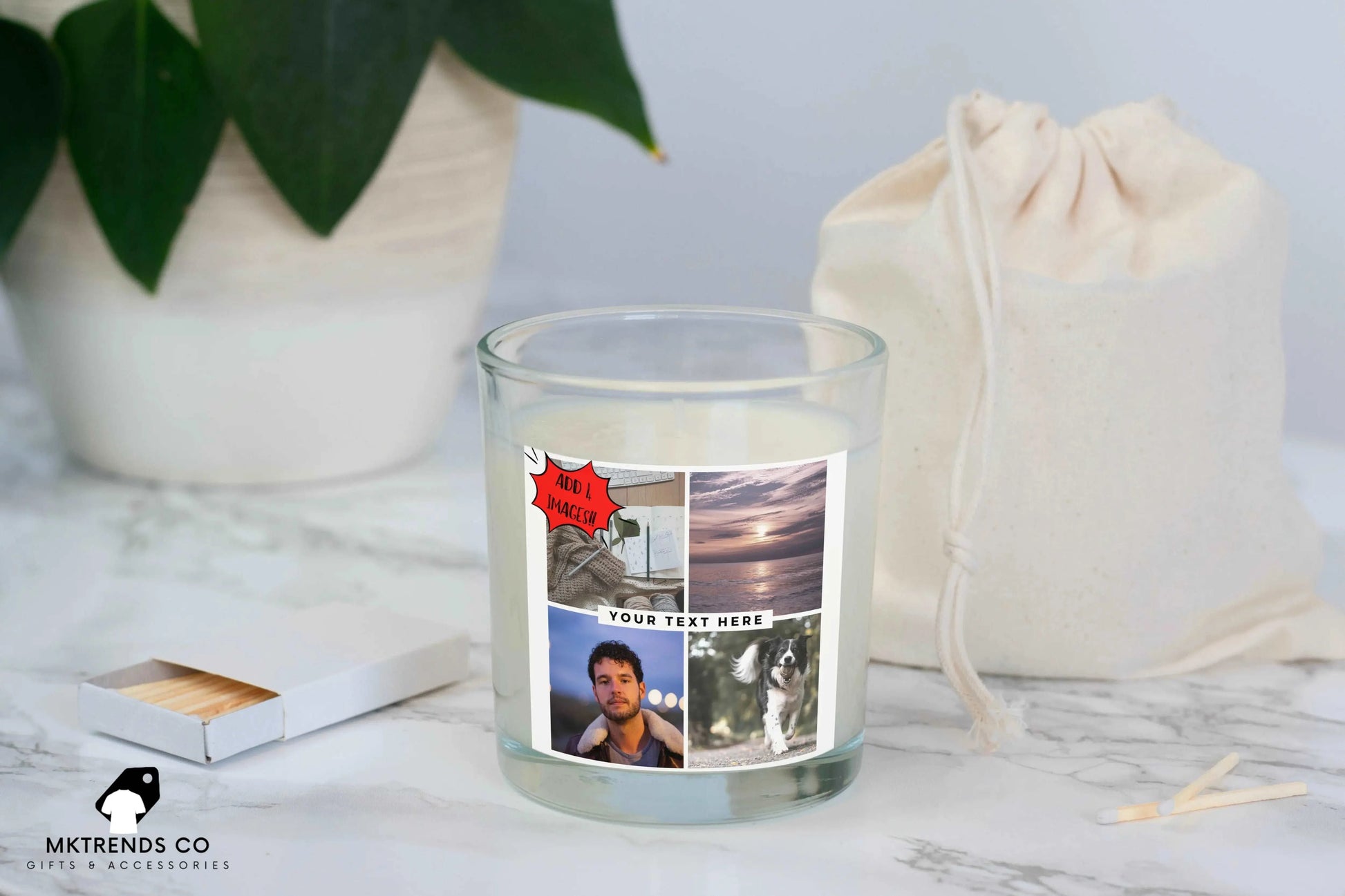 4x Photo Collage Personalised Candle | Photo Gift MKTrends Co