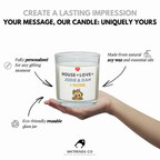 Personalised new home candle product details and reusable glass jar