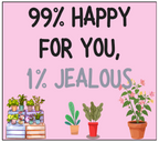 99% Happy for You 1% Jealous pink houseplant candle label design