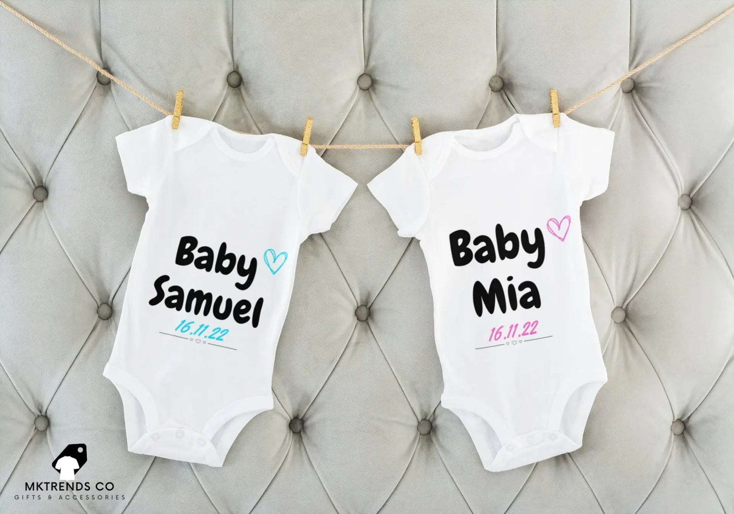 Any Name & Date Baby Grow  | Personalised Baby Grow MKTrends Co