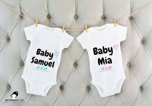 Any Name & Date Baby Grow  | Personalised Baby Grow MKTrends Co