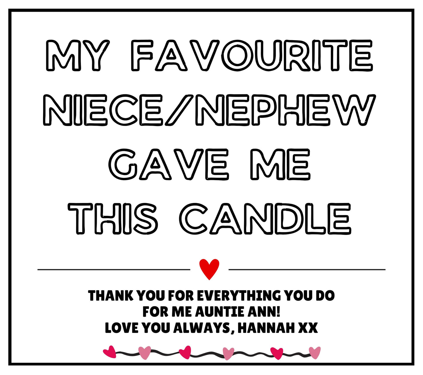 Auntie Favourite Niece Nephew Message Personalised Candle | Auntie Gift MKTrends Co